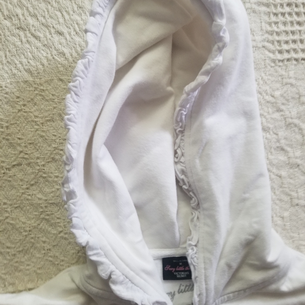 Victoria's Secret Sexy Little Bride White Short Sleeve Hooded Full Zip Jacket - Picture 6 of 8